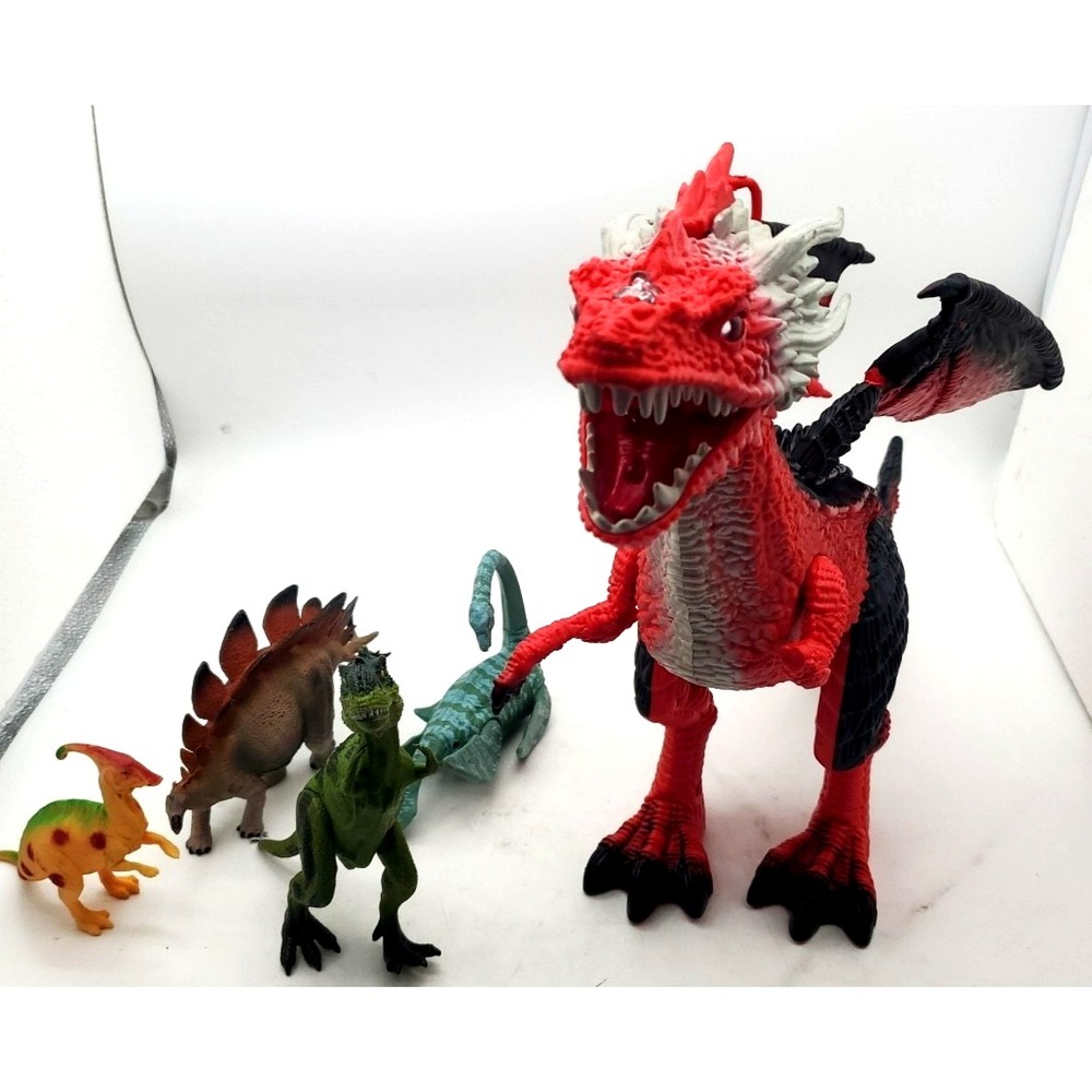 Dragon Large Toy 18 Inch Roaring Dragon Lighted  Eyes with Dinosaur lot of 5‎